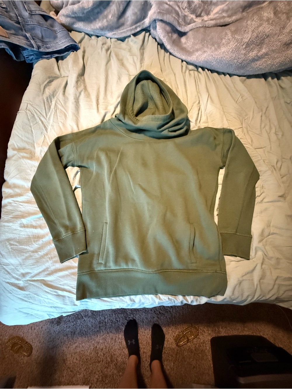 ZYIA Olive Green Cowl Neck Hoodie Sweater